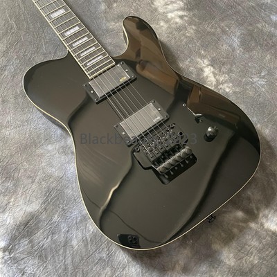 6 String Black TL Electric Guitar HH Pickups Basswood Body Maple Neck FR Bridge