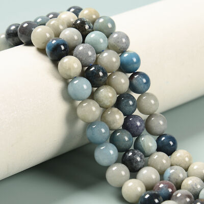 Natural Multi Blue Trolleite Smooth Round Beads 6mm 7.5-8mm 8mm 10mm 15.5'' Strd