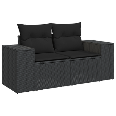 vidaXL Garden Sofa Set with Cushion 10 pcs Black Poly Rattan