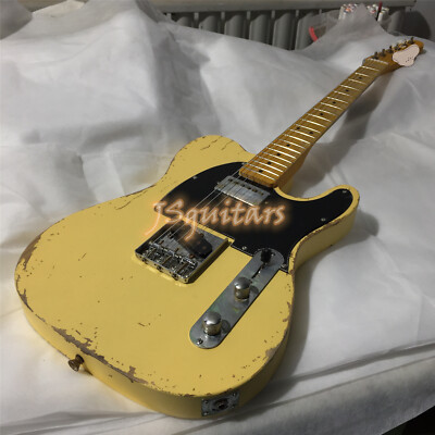 Relic Vintage Yellow TL Electric Guitar SH Pickup Maple Fretboard Solid Body