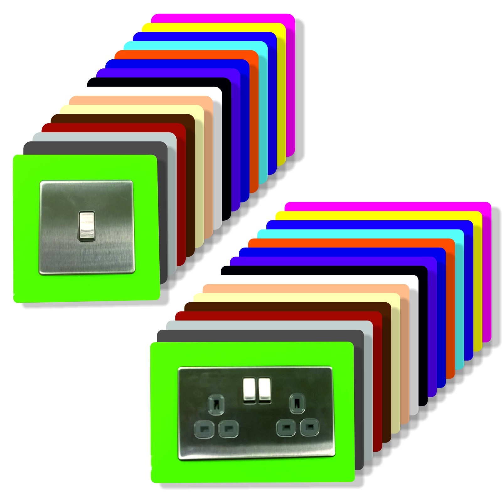 Single, Double Light Plug Socket Switch Surround Acrylic Finger Plate