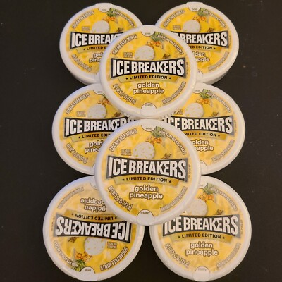 8 Pack Ice Breakers Golden Pineapple Sugar Free Mints Limited Edition 1.5 oz Ea