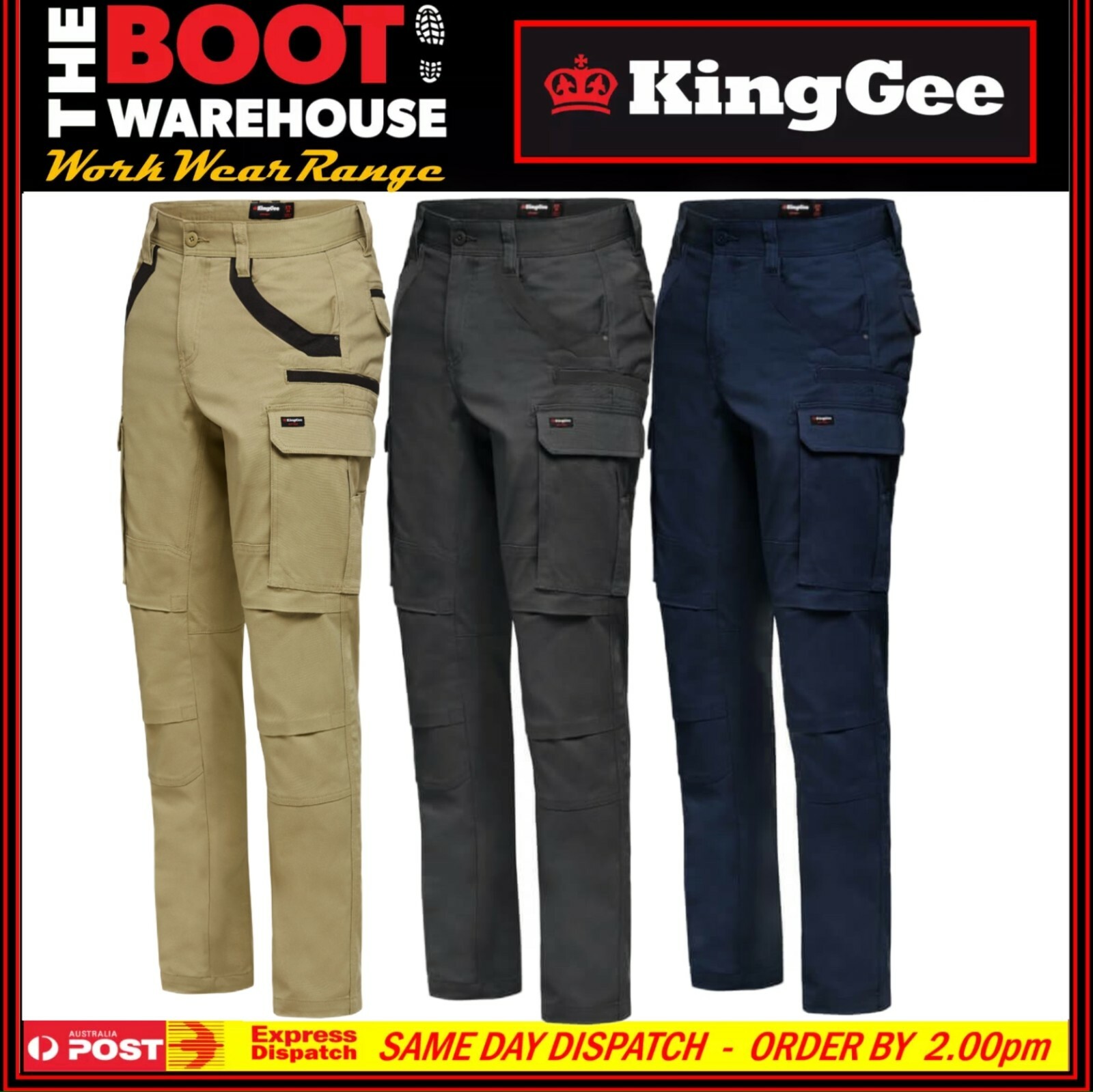 King Gee "K69860" Cargo Pants Work Tradies Utility Strech Straight fit