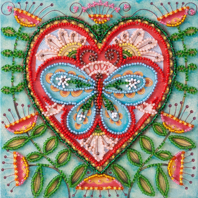 DIY Bead Embroidery Kit Summer Heart Beaded stitching needlepoint beadwork