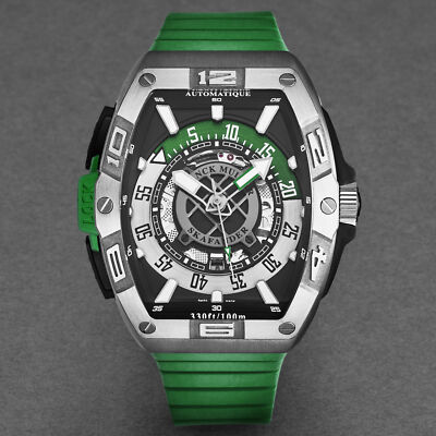 Pre-owned Franck Muller Frank Muller Men's 'skafander' Black Dial Green Strap Automatic 46scskfblkgrn