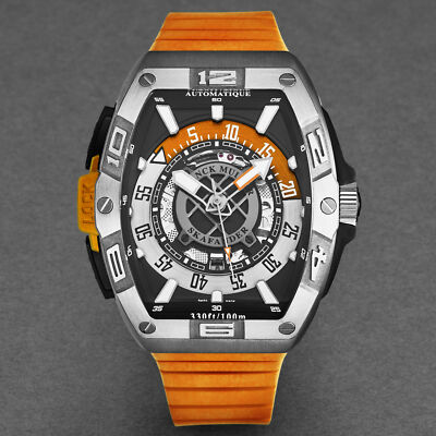 Pre-owned Franck Muller Frank Muller Men's 'skafander' Black Dial Orange Strap Automatic 46scskfblkorg