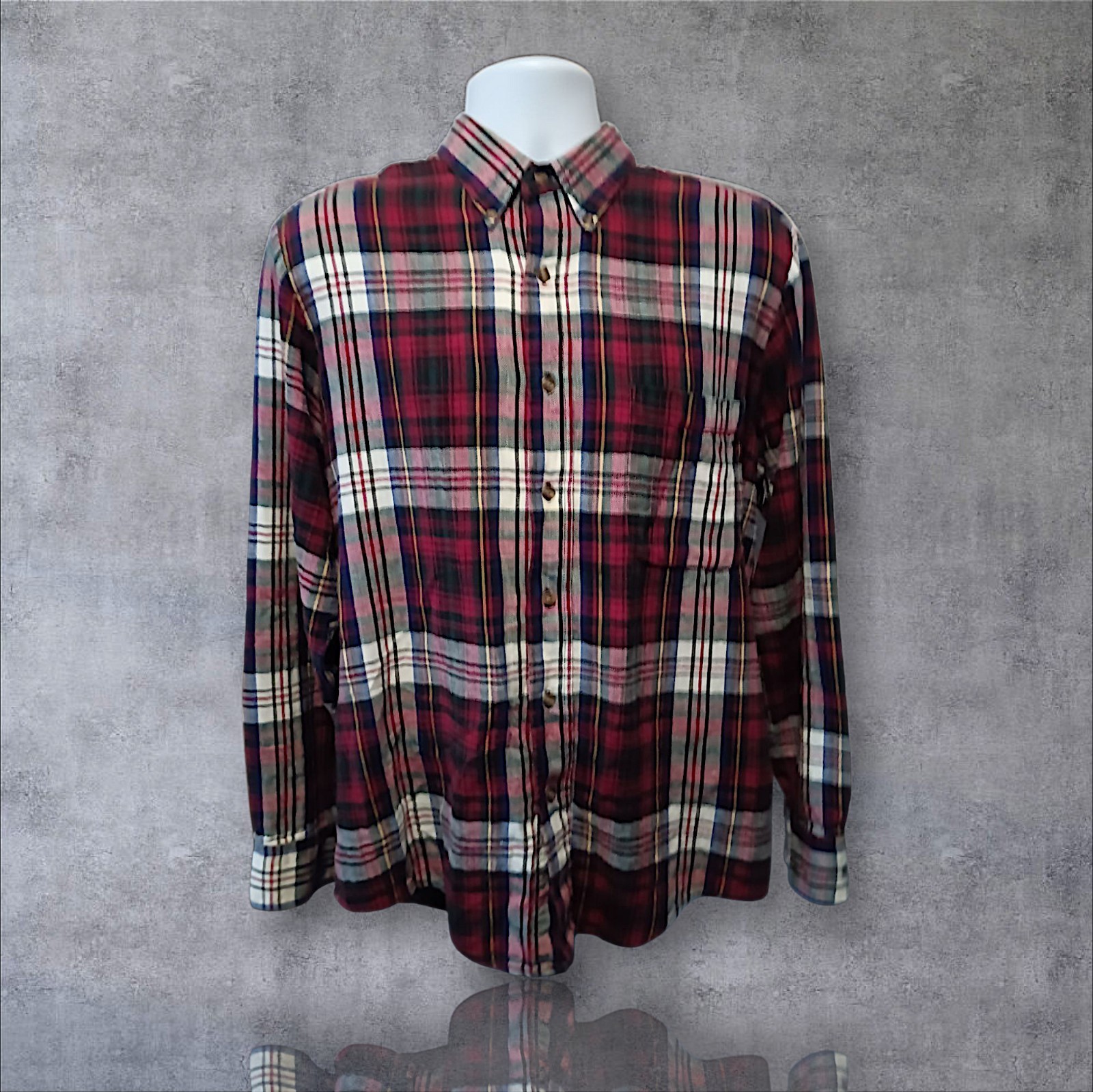 Vtg Bill Blass Sz XL  Button Front Flannel Shirt, Multicolor Plaid. NS-13