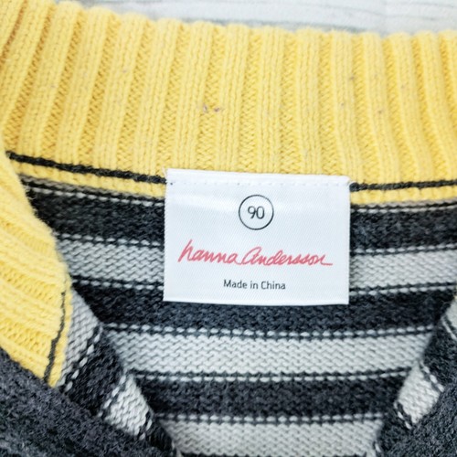 Hanna Andersson Black/White Striped 1/4 Zip Sweater Kids Sz. 90 (3)