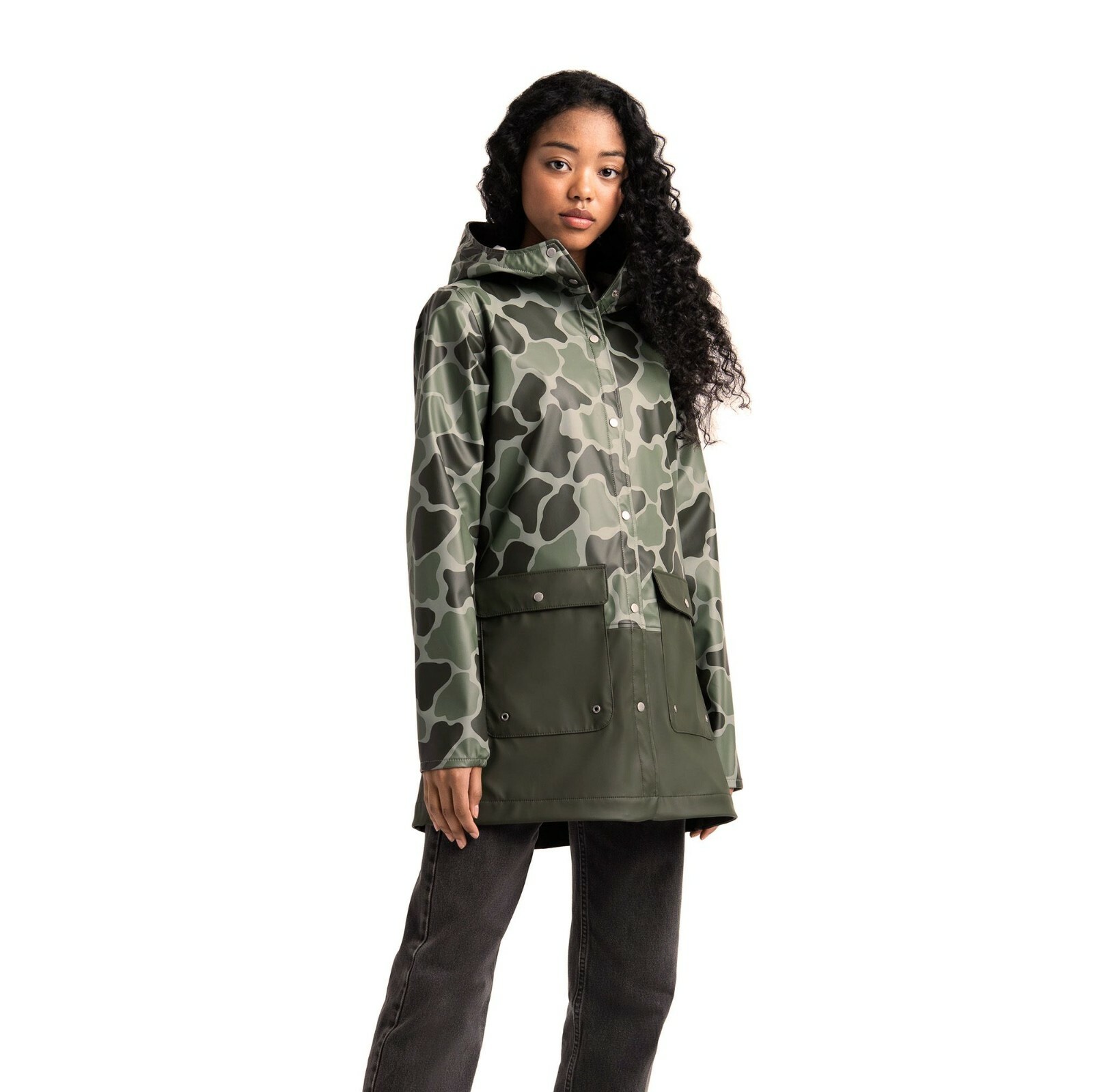 

Herschel Rainwear Parka Женская зеленая верхняя одежда с камуфляжным принтом Куртка для активного отдыха, Зеленый