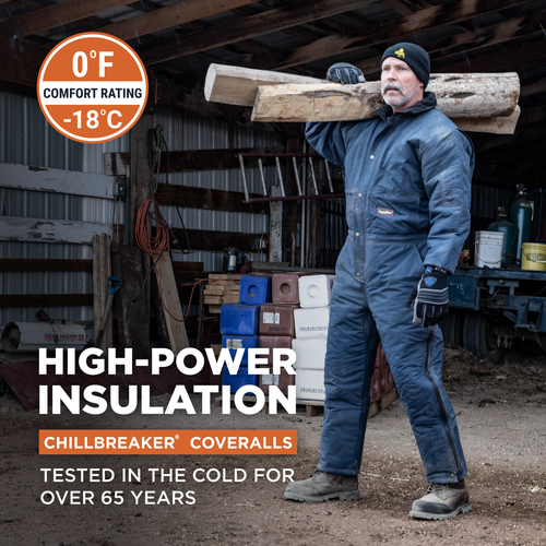 RefrigiWear Men's ChillBreaker Insulated Coveralls with Soft Fleece Lined Collar