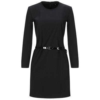 DSQUARED2 Little Black Shift Dress Belted Crew Neck Day Dress Size 44 - RP £780