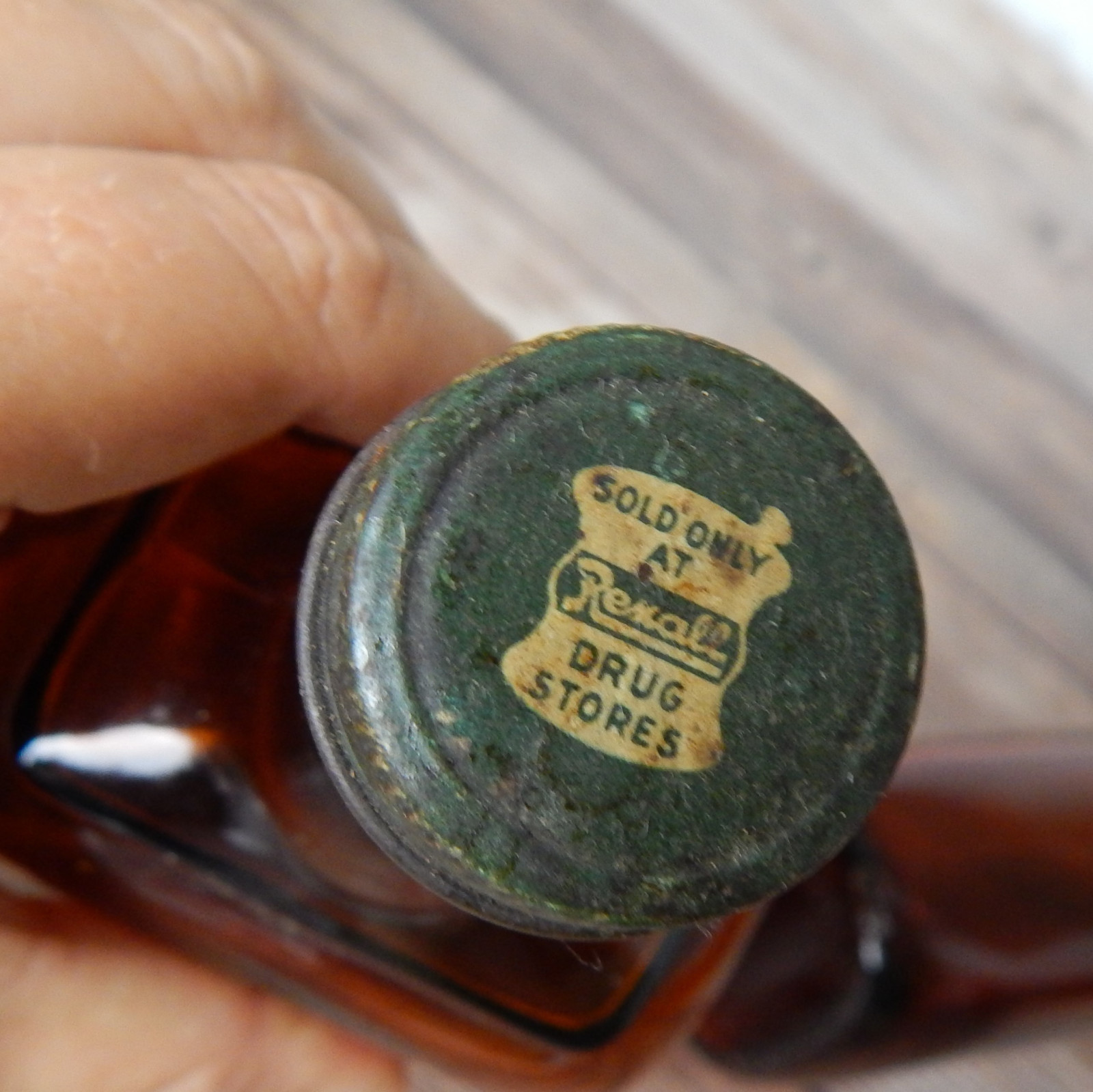 Vintage Set of 2 Amber Glass Brown Medicine Bottles Rexall Wide Mouth 8