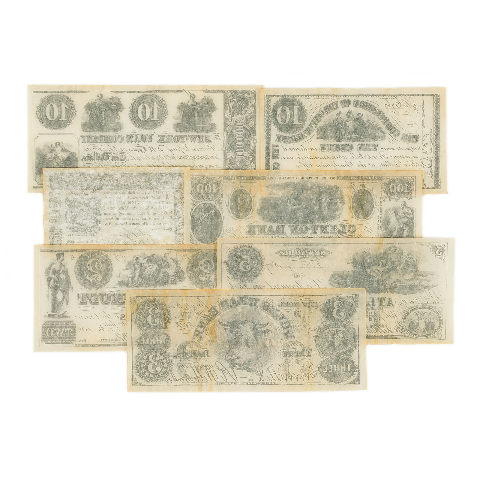 1 set of 6 diff. New York 1776-1864 uniface reproduction currency