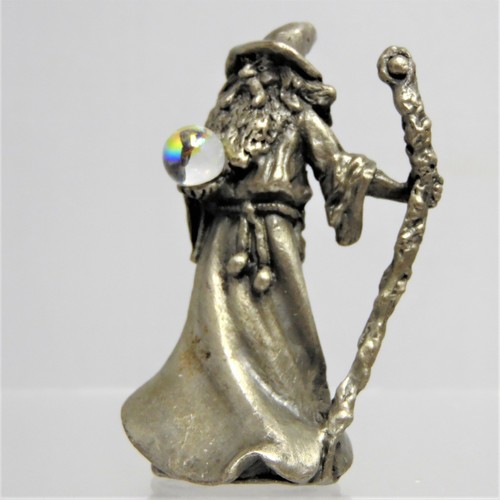 Standing Wizard with Staff and Crystal Ball Fantasy Merlin Magic