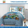 Jay Franco Kids Comforter Set Includes Sheets and Pillow Cover - Soft and Cozy Bed Set for Stylish Room Décor, Blue - Toy Story, 7 Piece Queen