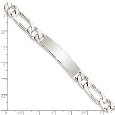 Pre-owned Sterling Silver 8.5inch Polished Engraveable Figaro Link Id Bracelet Qid109