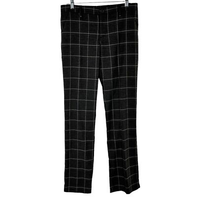 NEW/NWT Sisley Charcoal Gray Windowpane Plaid Dress Pants Trousers Size 10