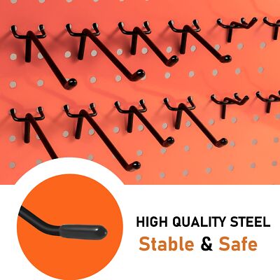 60 PCS Black Pegboard Hooks 2/4/6 Inch Heavy Duty Pegboard Display Hooks