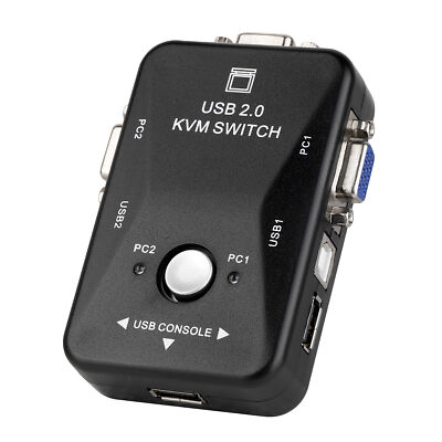 USB KVM Switch 2-port Desktop Laptop VGA Video Monitor LCD Keyboard Mouse Share