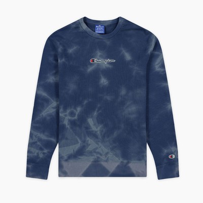 

Champion Tie Dye Terry Lifestyle Crewneck Мужская синяя темно-бирюзовая толстовка, Синий