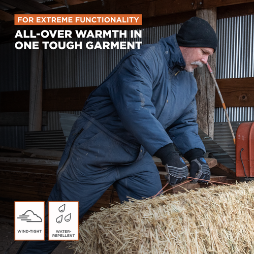 RefrigiWear Men's ChillBreaker Insulated Coveralls with Soft Fleece Lined Collar