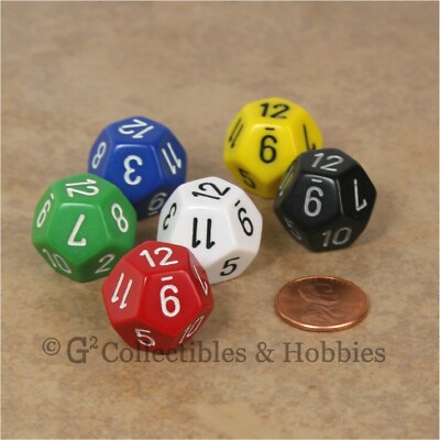 NEW Set of 6 D12 Dice - 6 Colors RPG D&D Game Twelve Sided Die Chessex