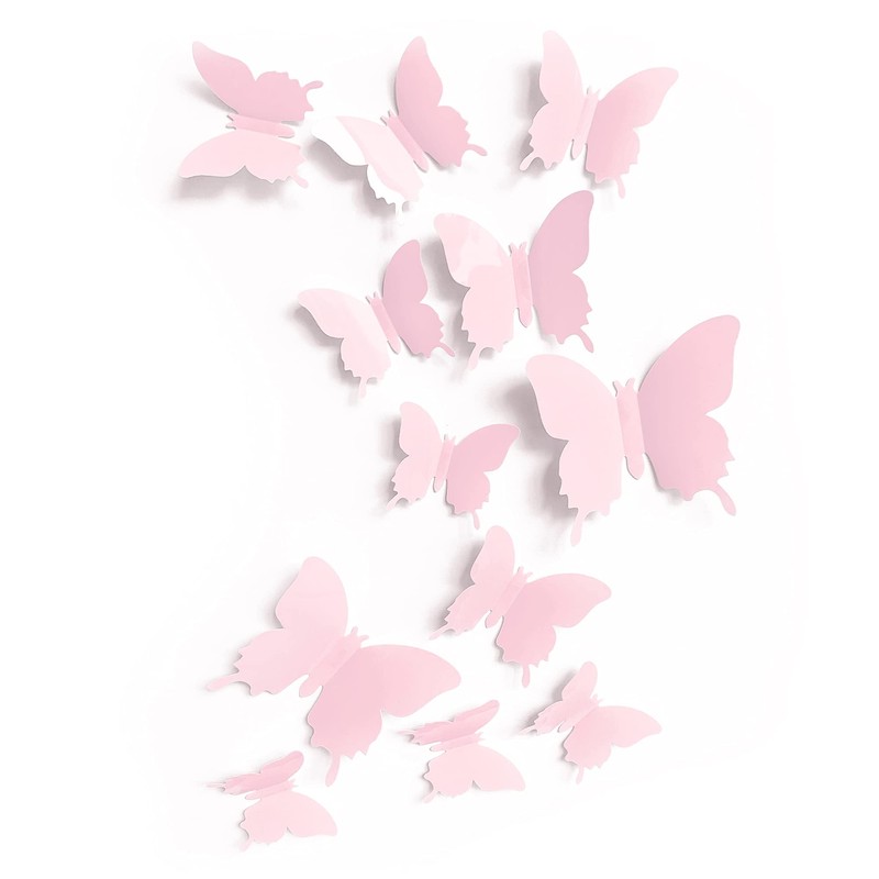 Cute Pink Butterfly Wall Decor 24 pcs Girls Room Wall