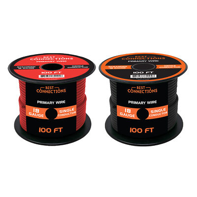 18 Gauge Car Audio Primary Wire (100ft Black,Red) Remote Power/Ground Electrical