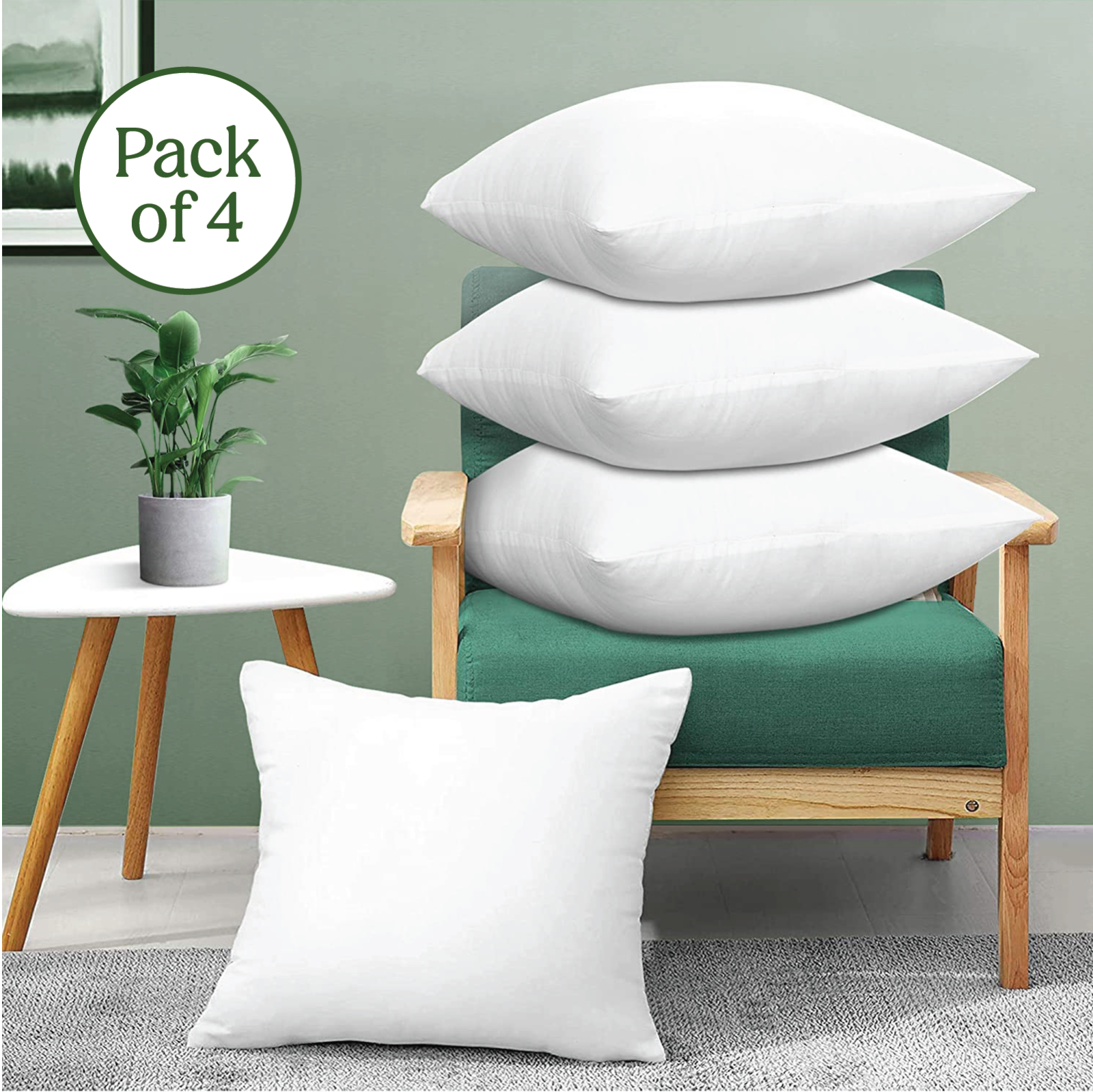Pack of 4 Throw Pillows Insert Ultra Soft Bed & Couch Sofa D