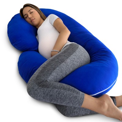 Full Body Pillow - BLUE C Shaped Pregnancy Pillow by PharMeDoc