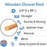 Dowel Rods Wood Sticks Wooden Dowel Rods 1/4 x 36 Inch Unfinished Hardwood Sticks for Crafts and DIYers 250 Pieces by Woodpeckers