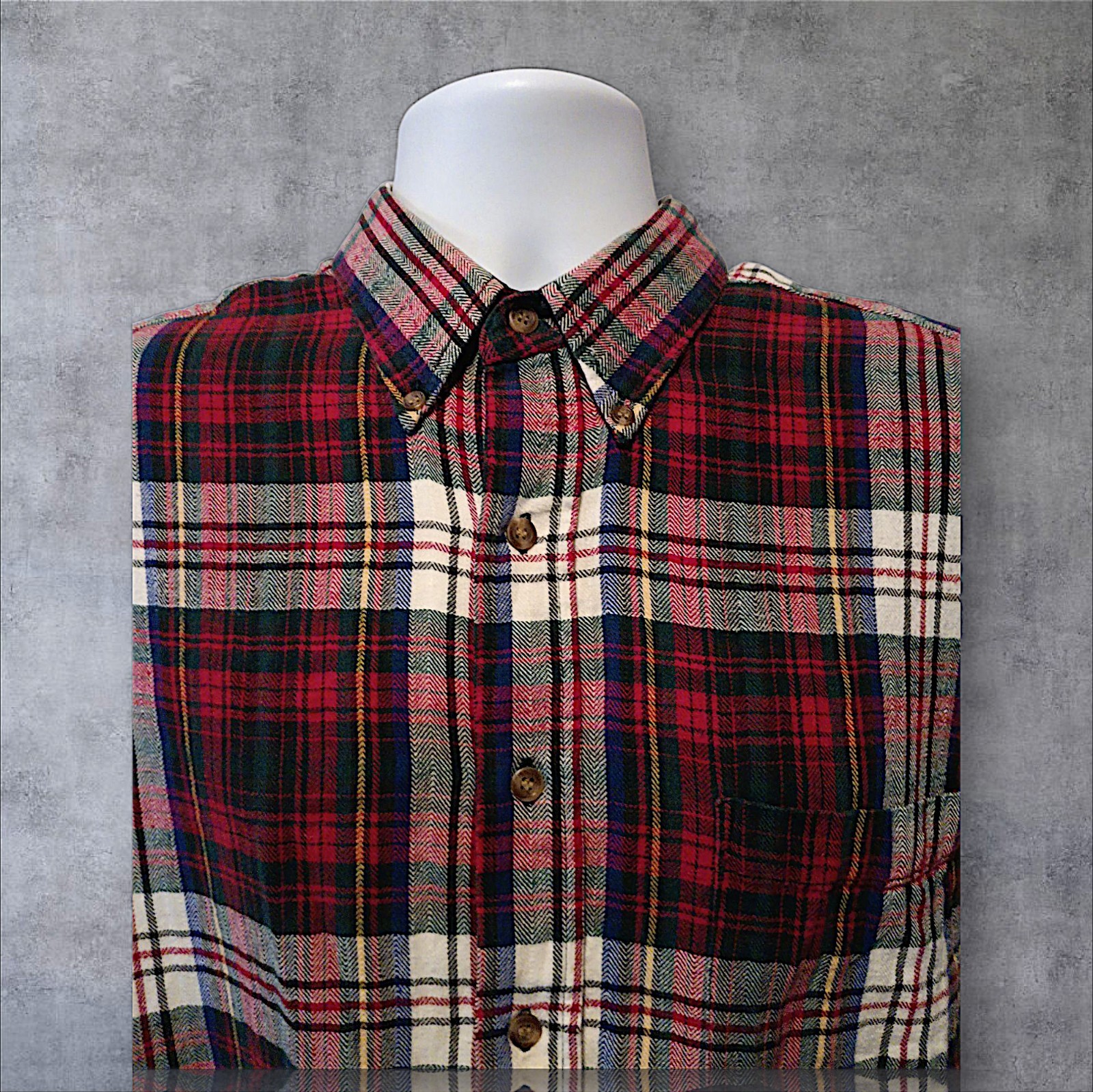 Vtg Bill Blass Sz XL  Button Front Flannel Shirt, Multicolor Plaid. NS-13