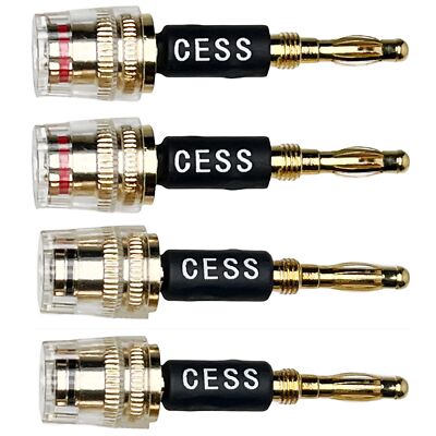 CESS187 Banana Plug Connect to Spade Fork Plug Speaker Cable Adapter 4 New
