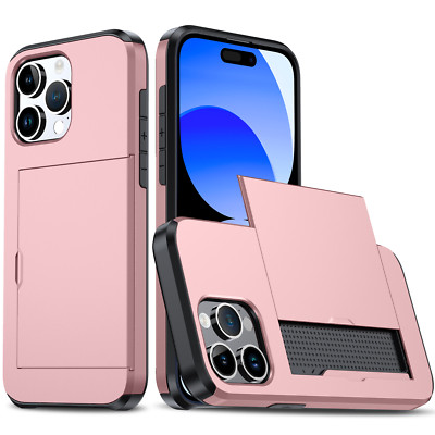 For iPhone 15 14 13 12+11 Pro Max  Plus Wallet+Card Holder Cover Shockproof Case