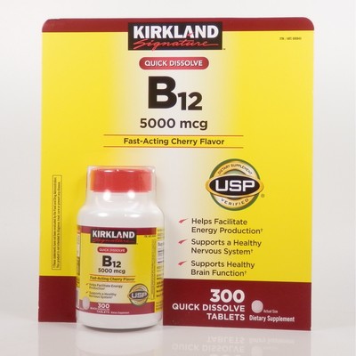 Kirkland Quick Dissolve Vitamin B-12 5000mcg 300 Tablets Energy Production