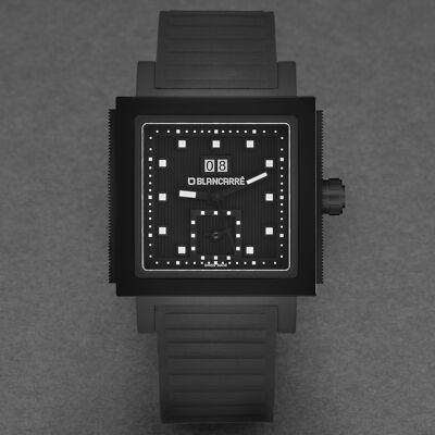 Pre-owned Blancarre Mens Square Second Time Zone Matt Black Dial Watch Bc01.51.t2.c2.01.01