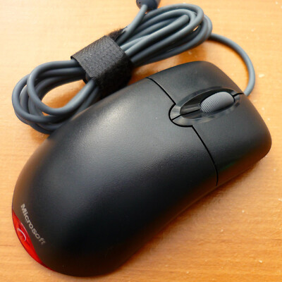 Vintage Black Microsoft Wheel Mouse Optical USB Mouse 1.1/1.1a - CLEANED TESTED