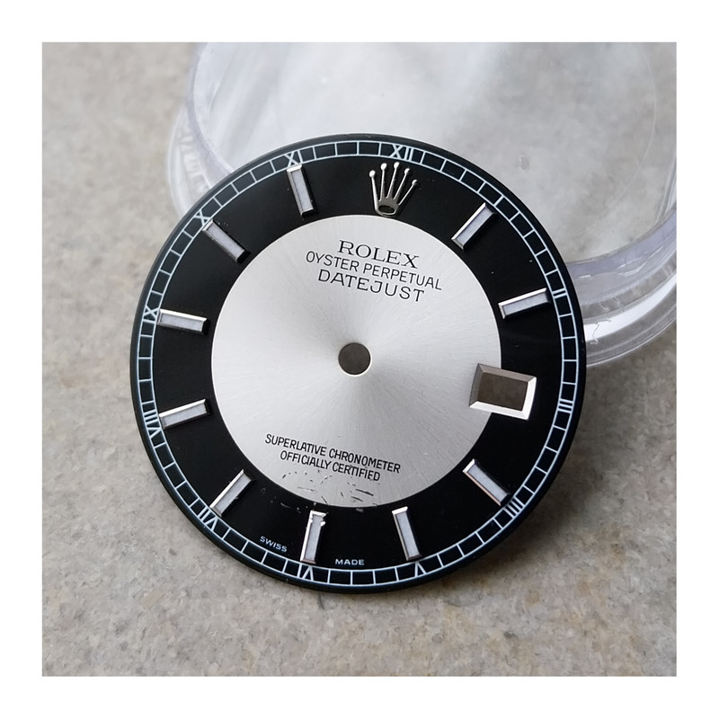 Rolex Datejust Black Silver Tuxedo Bullseye Dial 116200 116234 36mm (Scratched)