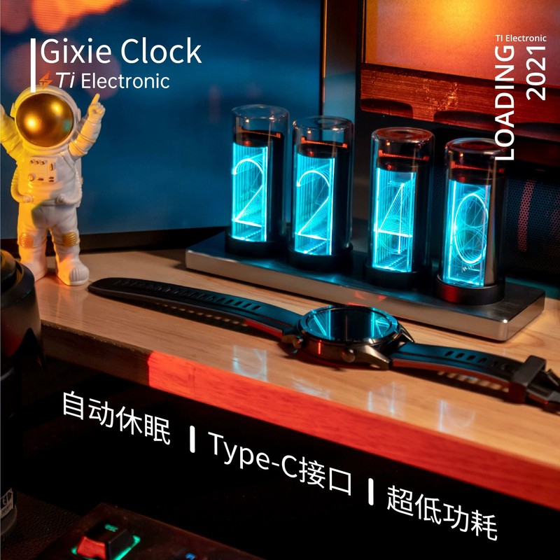 Gixie Clock Glow tube clock RGB creative desktop decoration gift quasi-glow cloc