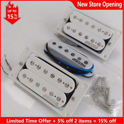 Wilkinson HSH Guitar Humbucker Pickup Alnico 5 White Set 4C for LP-Style Guitar