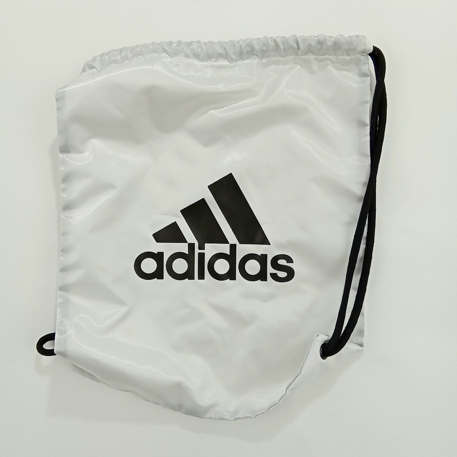 【AAKE】STRIPE DUMBLE GYM SACK Adidas 3 Stripe Logo White Drawstring Gym Sack Backpack 18