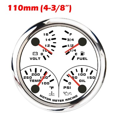 W PRO 110mm Multi-Function Water Temp °F Oil Pressure PSI Fuel Level 240-33 Volt