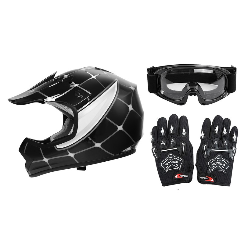 Youth Full Face Helmet DOT Approved Kids Street Dirt Bike Off-Road Motocross ATV