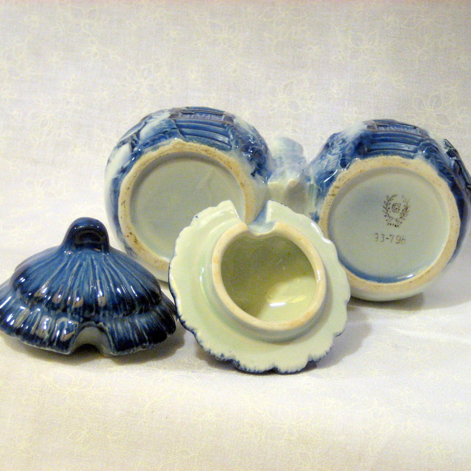 VERY RARE Vintage Noritake Blue Condiments Caddy – Cottage Huts - Delft Blue