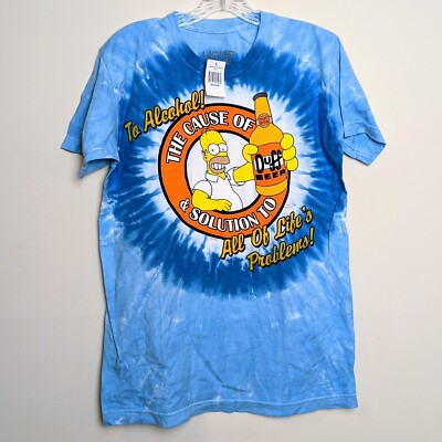 Liquid Blue The Simpsons 2013 Duff Beer Homer Tie Dye Shirt Medium New NWT
