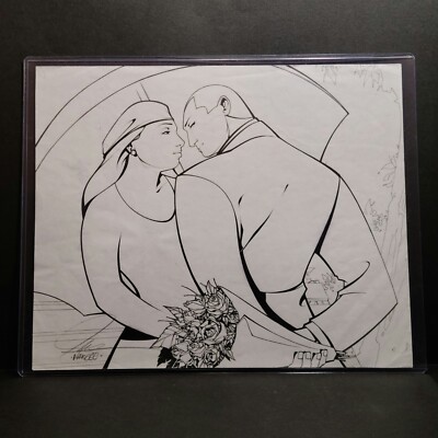 Jose Varese Original Art - Romance Story Concept Inked Sketch Signed w/ COA 