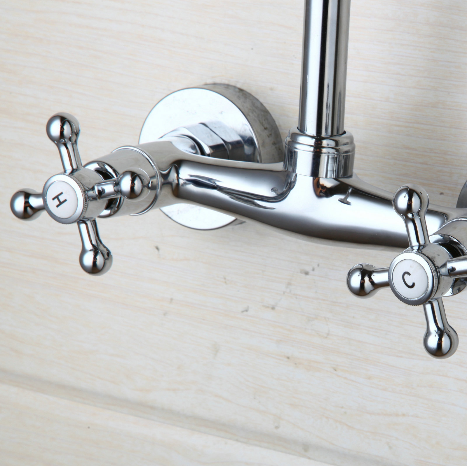 Flexible Durable Sink Swivel Spout Faucet Wall Mounted Chrome Mixer Tap