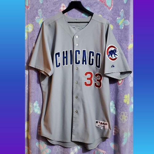 Vintage Majestic MLB Chicago Cubs HESS #33 Gray Jersey Men's
