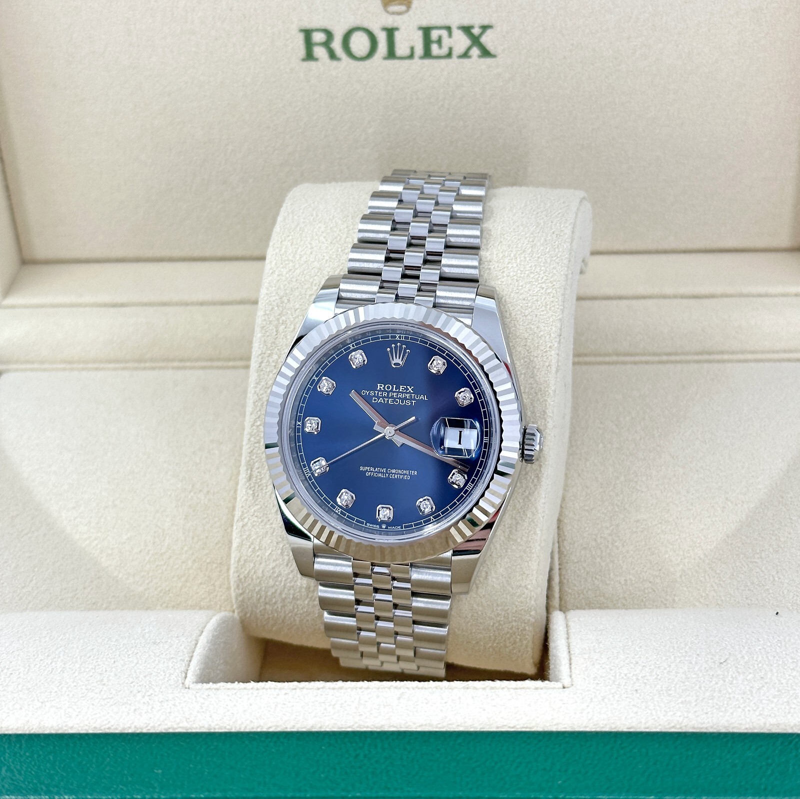 Pre-owned Rolex Datejust 41, Blue Diamond Dial, Jubilee, Ref 126334, Unworn Complete 2024