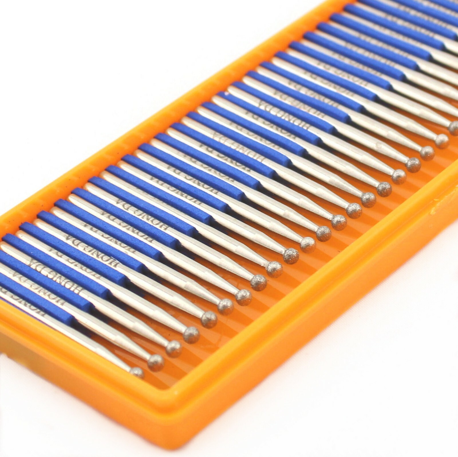 30Pcs Diamond Grinding Bits Carving Burrs 3mm Round Ball 1/8" Shank for Dremel